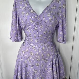 Lilac floral wrap romper dress